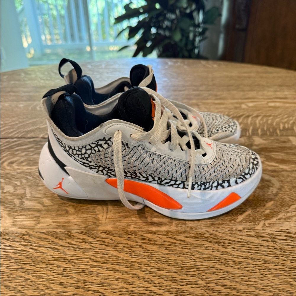 Nike Air Jordan Kids Sneakers - White, Black, and Orange